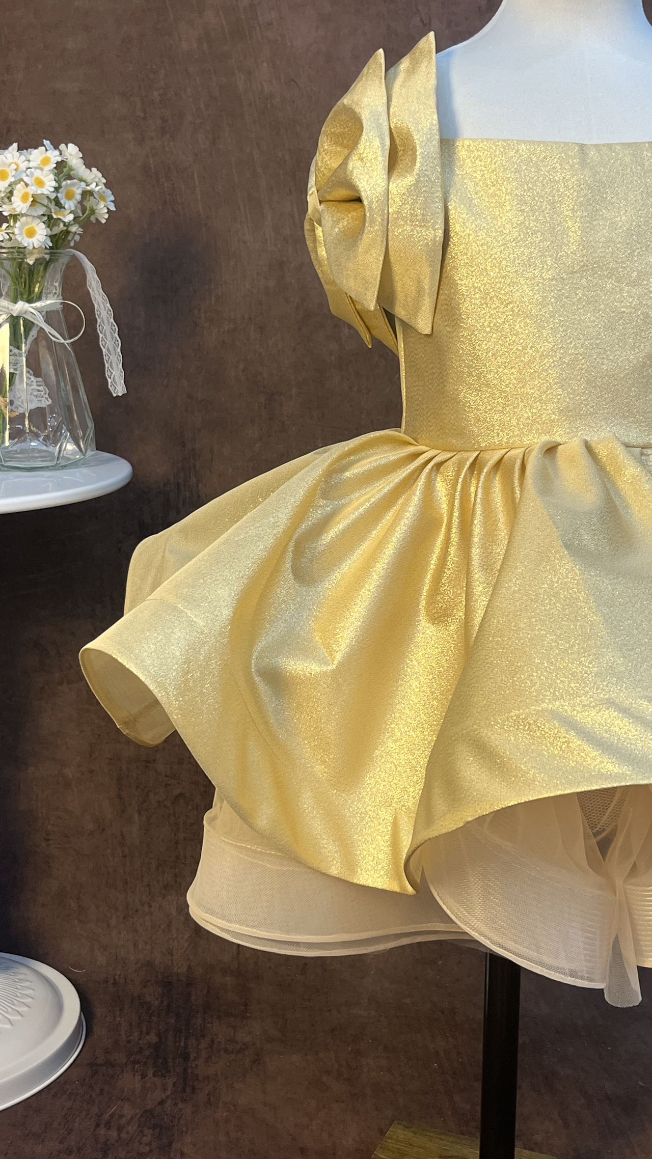Flower Girl Dress Toddler Short Girl Pageant Dresses A Line Short Puffy Birthday Party Dress with Bow
