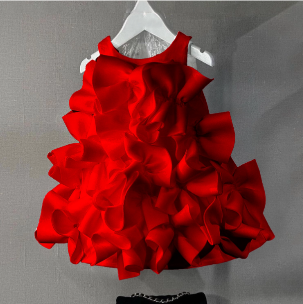 Pageant Dresses for Girls Satin Ruffles Poof Party Dress for Girls Ball Gown