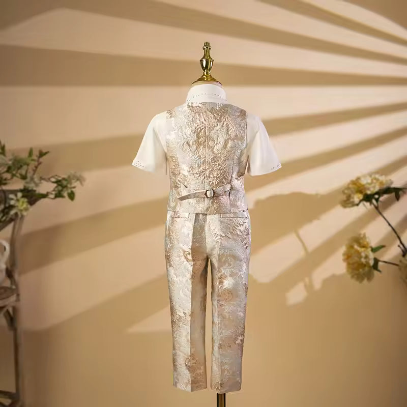 Children's Costume Wedding Birthday Baptism Party Boy Clothing Host Piano Performance Blazer Suits