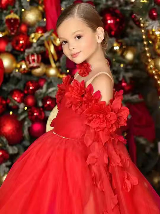 Tulle Flower Girls Dress Off The Shoulder Pageant Dresses Long Princess Birthday Formal Party Ball Gowns A Line