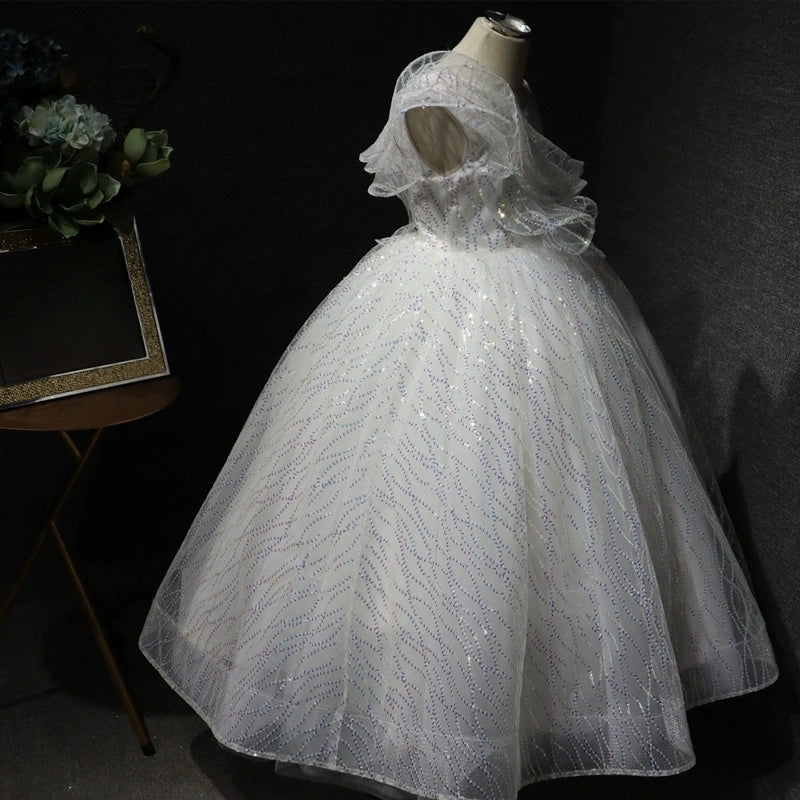 Organza Quinceanera Dresses Ball Gowns V-Neck Puffy Tulle Long Prom Sweet Dress