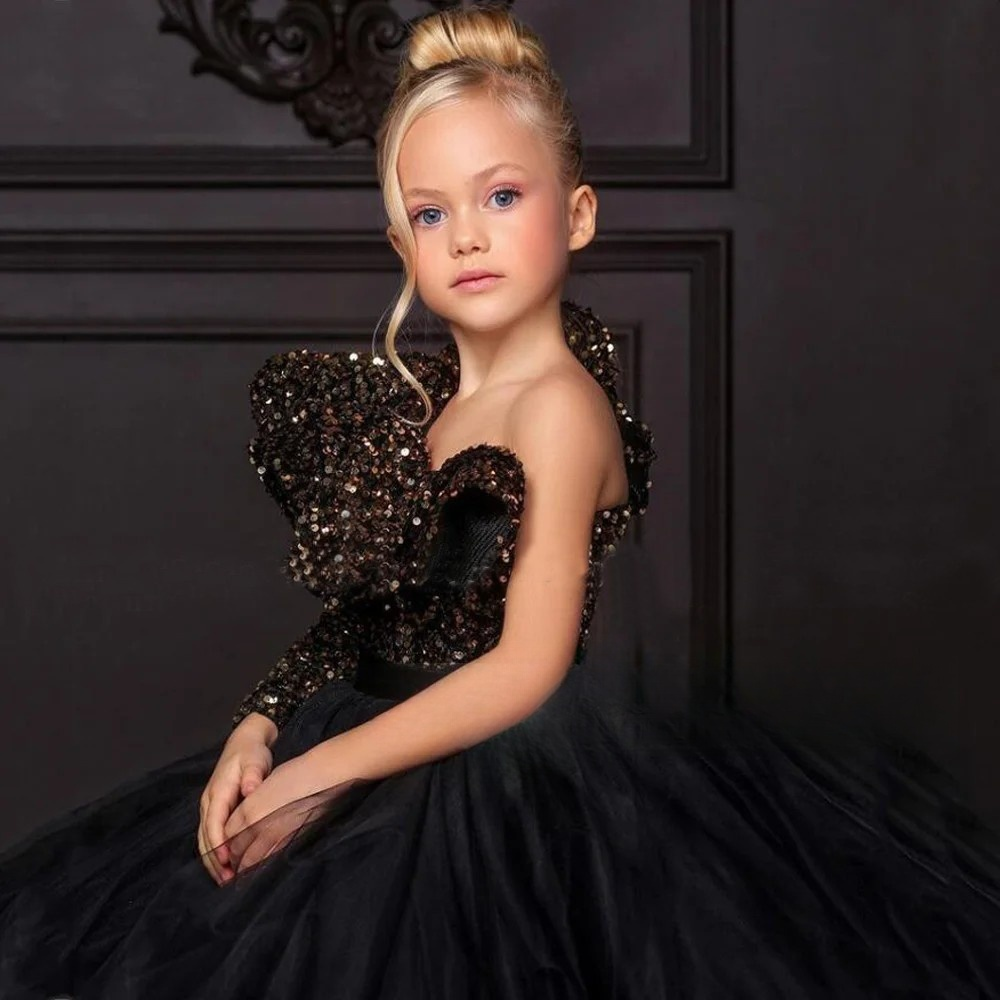 Sparkle Luxury Ruffled Special Occasion Dress Puffy Princess Dresses Girls Birthday Ball Gown Elegant Party