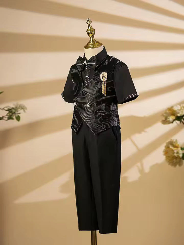 New Children Suits Wedding Birthday Baptism Party Piano Performance Costume Easter Eid Boys Host Blazer Sets