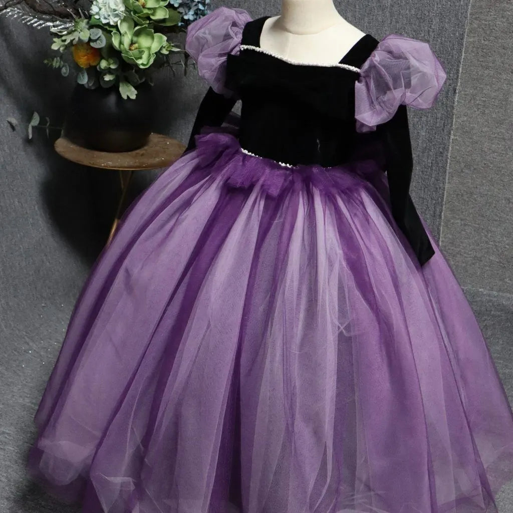 Girl Romantic Dress Tulle Purple Garden Flower Girl Dress Elegant Doll Dress