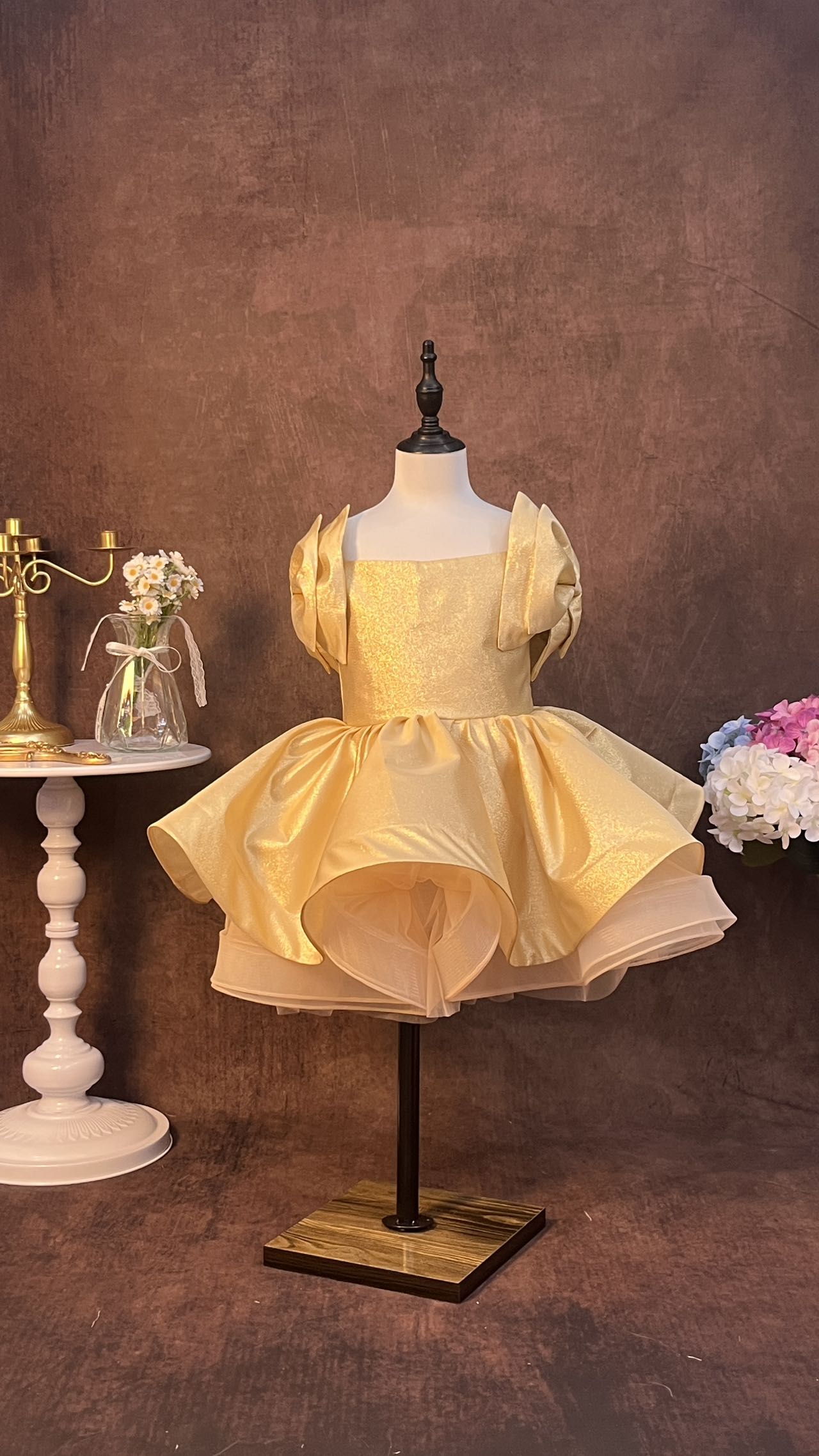 Flower Girl Dress Toddler Short Girl Pageant Dresses A Line Short Puffy Birthday Party Dress with Bow