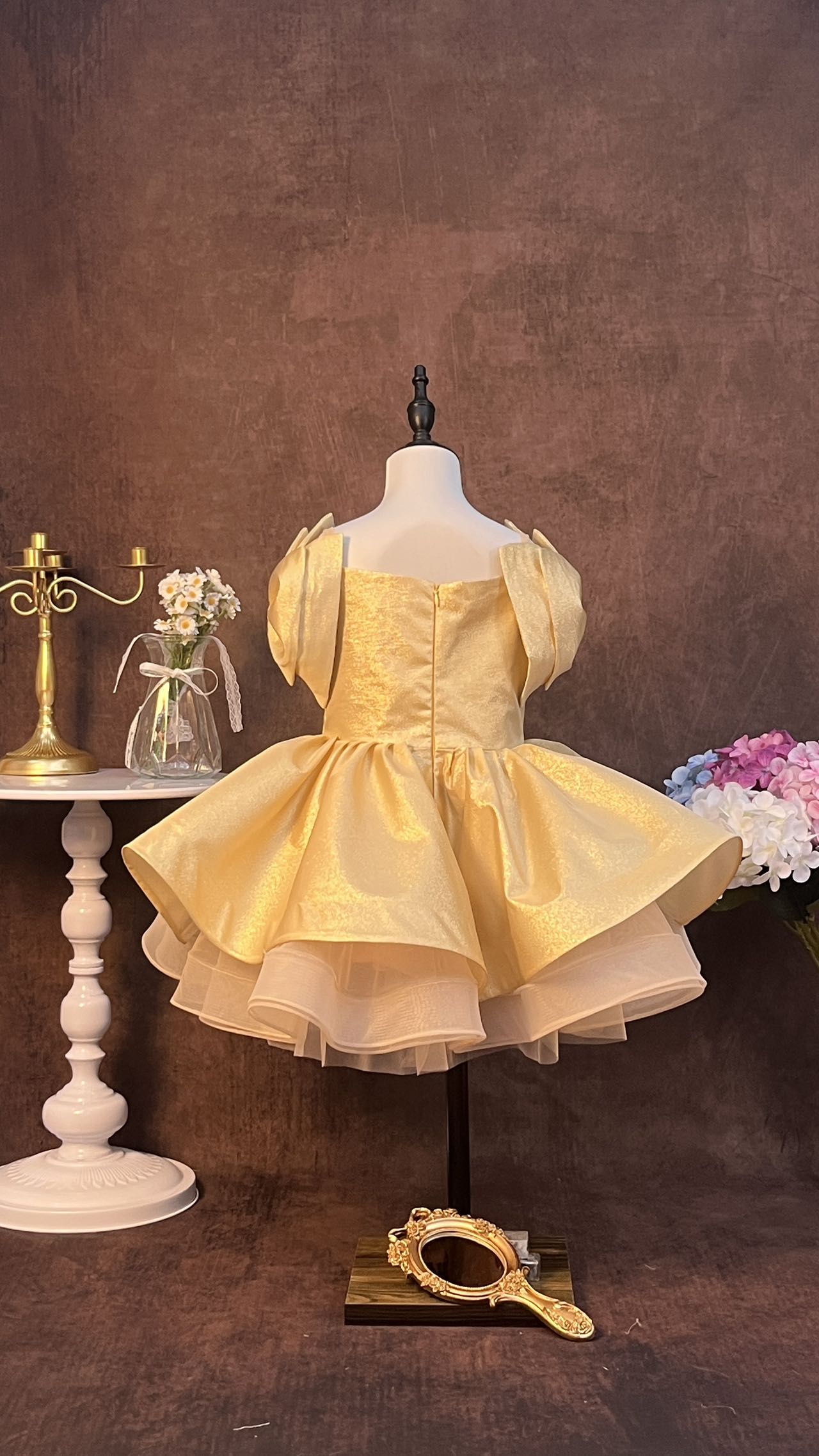 Flower Girl Dress Toddler Short Girl Pageant Dresses A Line Short Puffy Birthday Party Dress with Bow
