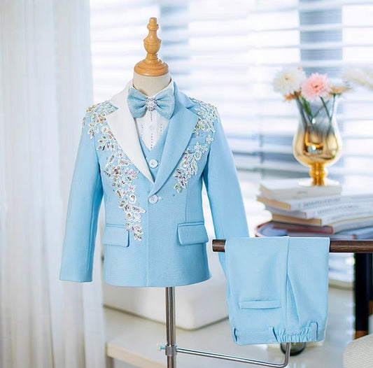 Children's Suit Set New High-End Handmade Flower Boy Host Piano Performance Boys Suits