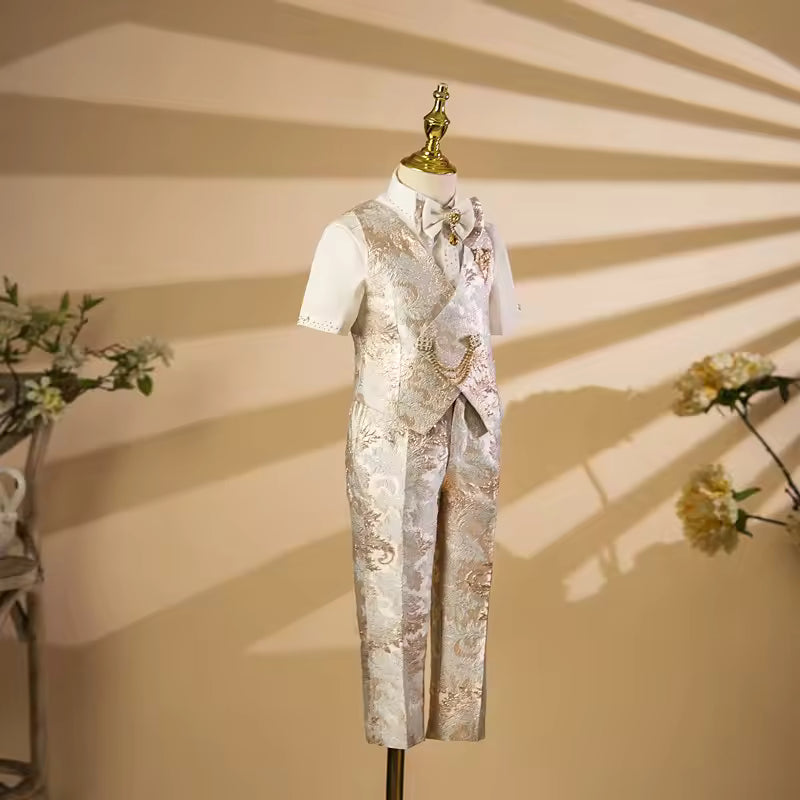 Children's Costume Wedding Birthday Baptism Party Boy Clothing Host Piano Performance Blazer Suits