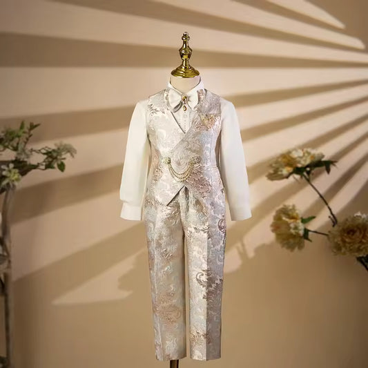 Children's Costume Wedding Birthday Baptism Party Boy Clothing Host Piano Performance Blazer Suits