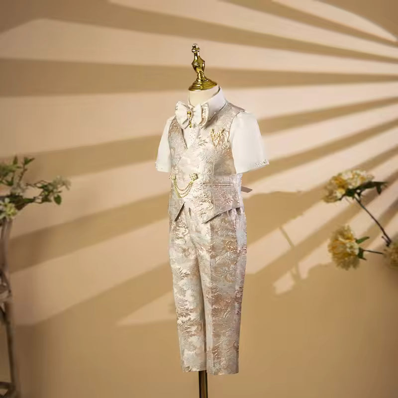 Children's Costume Wedding Birthday Baptism Party Boy Clothing Host Piano Performance Blazer Suits