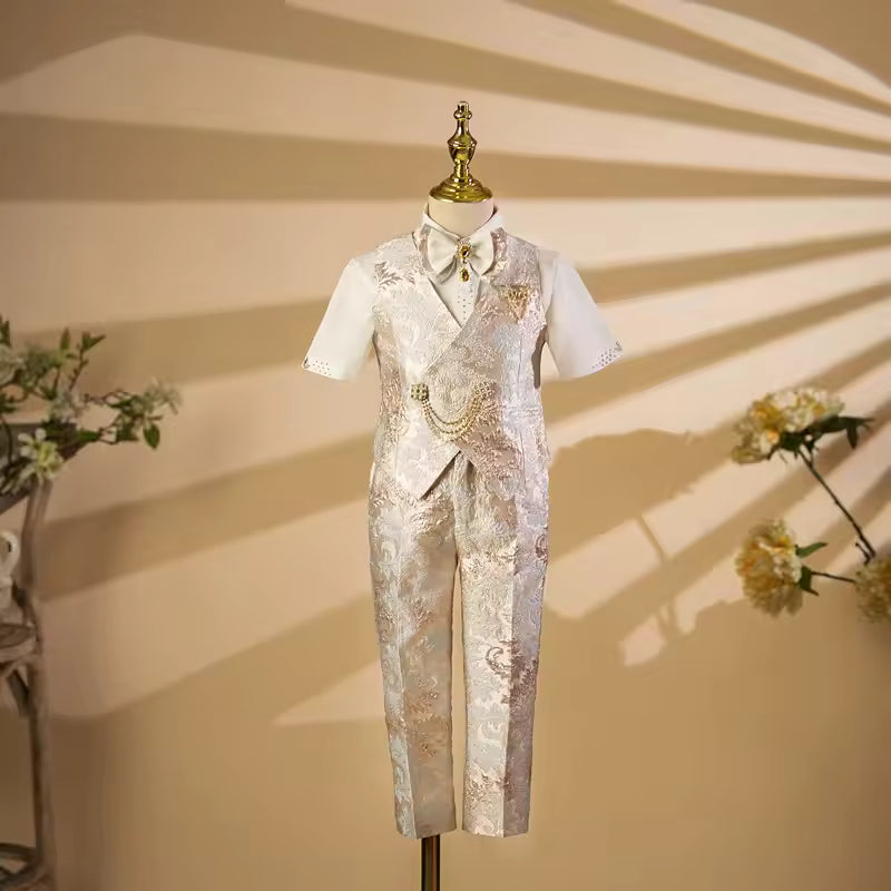 Children's Costume Wedding Birthday Baptism Party Boy Clothing Host Piano Performance Blazer Suits