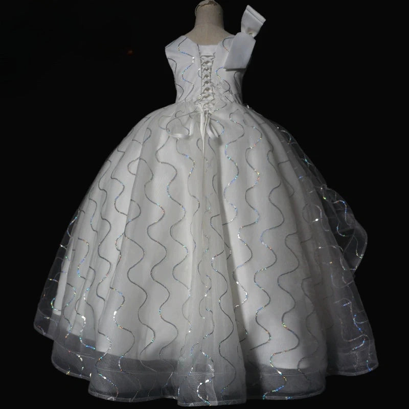 First communion Dress Girls Pageant Dress Floral Organza Ruffles Long Dresses for Birthday Party Dance Girls Ball Gowns