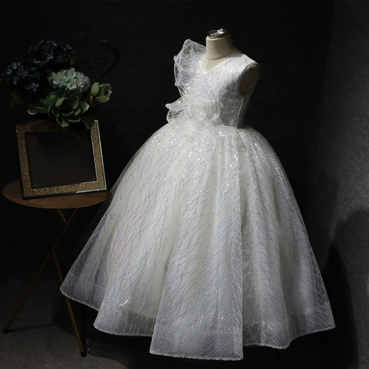 Organza Quinceanera Dresses Ball Gowns V-Neck Puffy Tulle Long Prom Sweet Dress