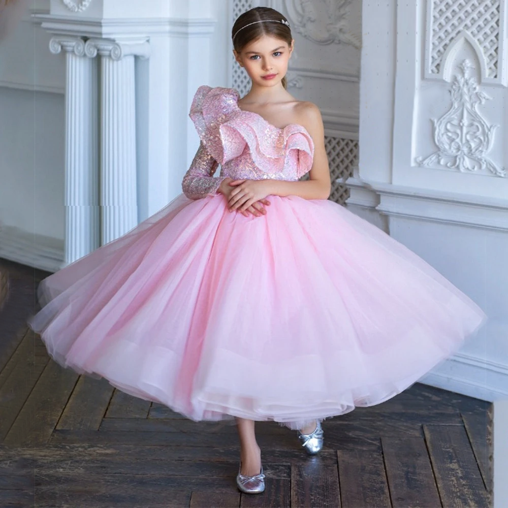Sparkle Luxury Ruffled Special Occasion Dress Puffy Princess Dresses Girls Birthday Ball Gown Elegant Party