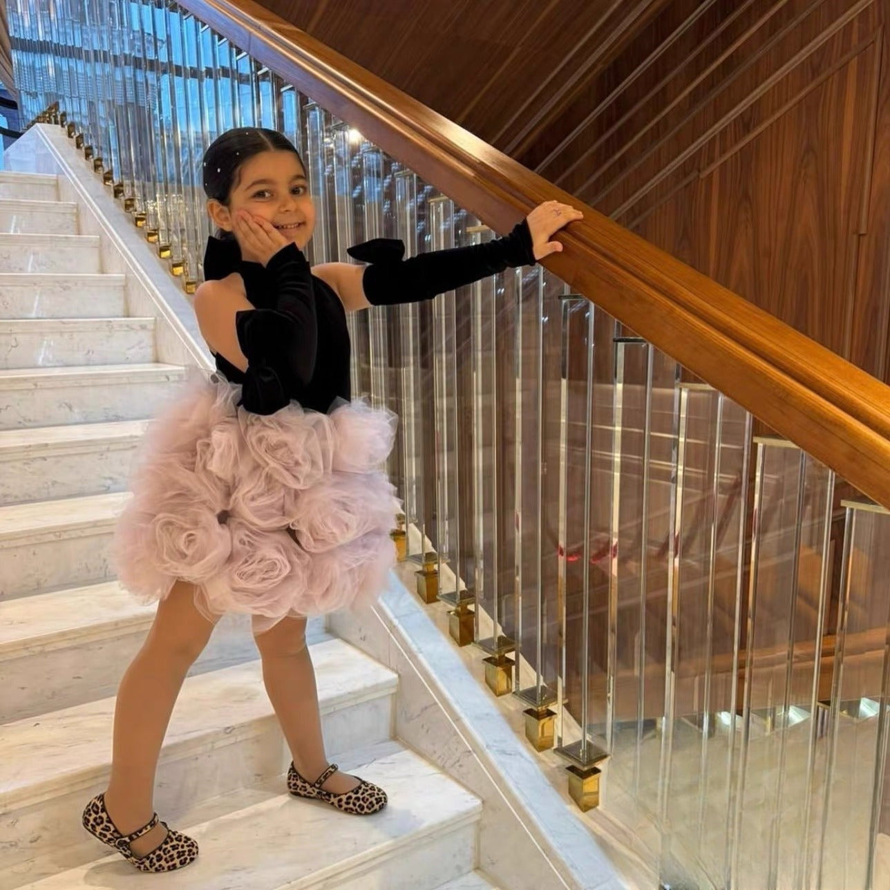 Tulle Flower Girl Dresses for Wedding Kids High Neck Princess Dress Girls Prom Party Ball Gown