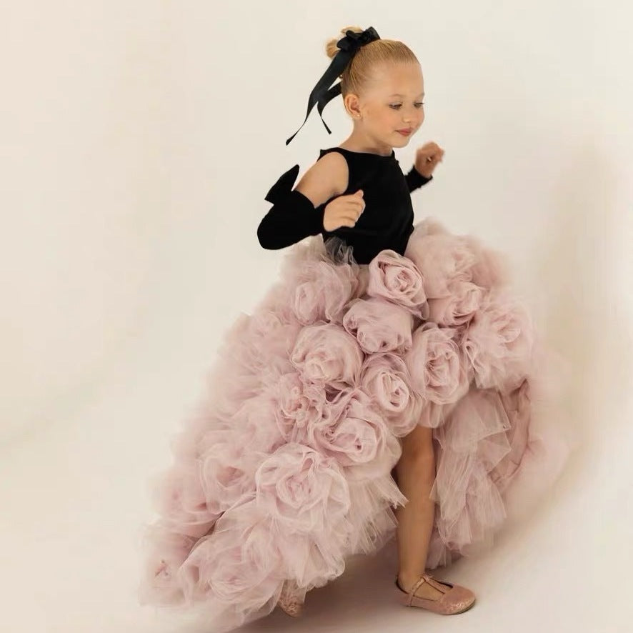 Tulle Flower Girl Dresses for Wedding Kids High Neck Princess Dress Girls Prom Party Ball Gown