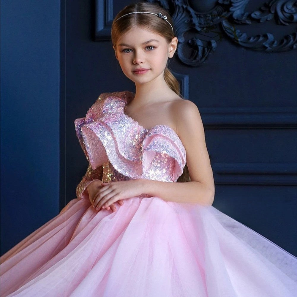 Sparkle Luxury Ruffled Special Occasion Dress Puffy Princess Dresses Girls Birthday Ball Gown Elegant Party