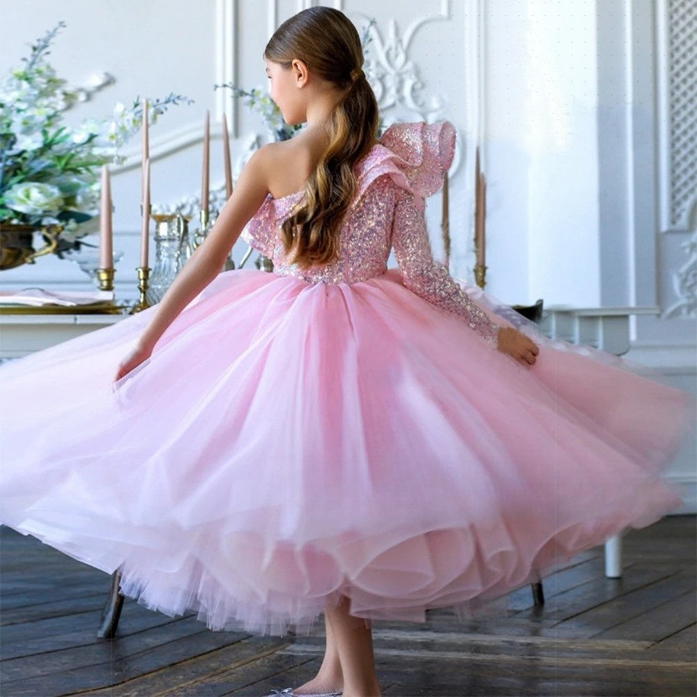 Sparkle Luxury Ruffled Special Occasion Dress Puffy Princess Dresses Girls Birthday Ball Gown Elegant Party