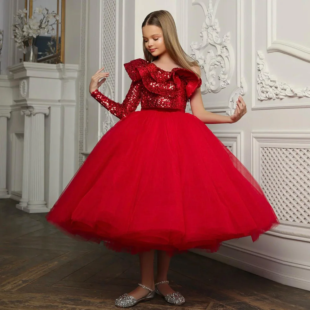Sparkle Luxury Ruffled Special Occasion Dress Puffy Princess Dresses Girls Birthday Ball Gown Elegant Party