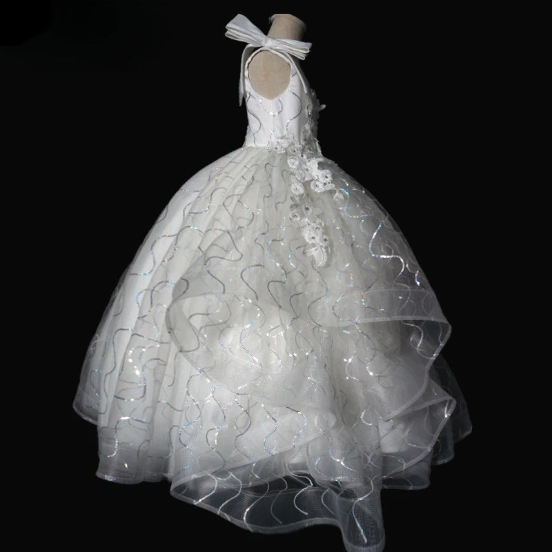 First communion Dress Girls Pageant Dress Floral Organza Ruffles Long Dresses for Birthday Party Dance Girls Ball Gowns