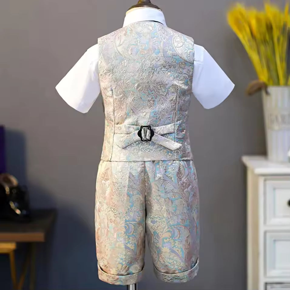 Children's Formal Vest Suit Wedding Birthday Baptism Party Boy Gown Piano Performance Costume Kids Waistcoat Sets