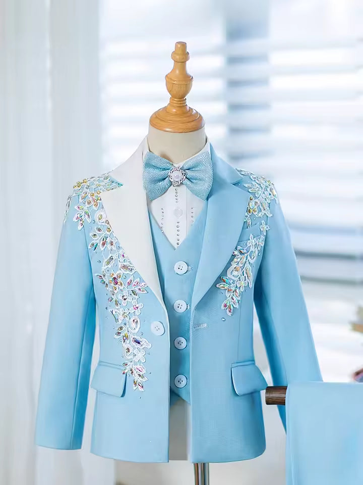Children's Suit Set New High-End Handmade Flower Boy Host Piano Performance Boys Suits