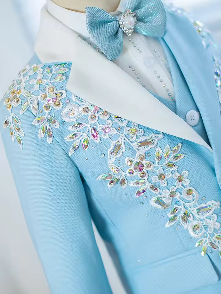 Children's Suit Set New High-End Handmade Flower Boy Host Piano Performance Boys Suits