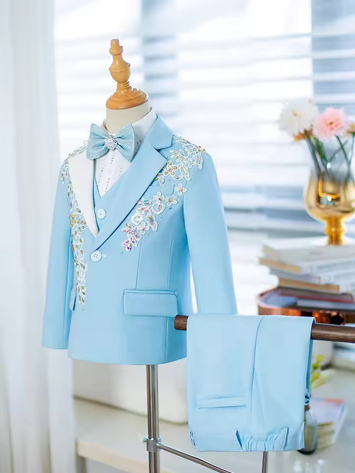 Children's Suit Set New High-End Handmade Flower Boy Host Piano Performance Boys Suits